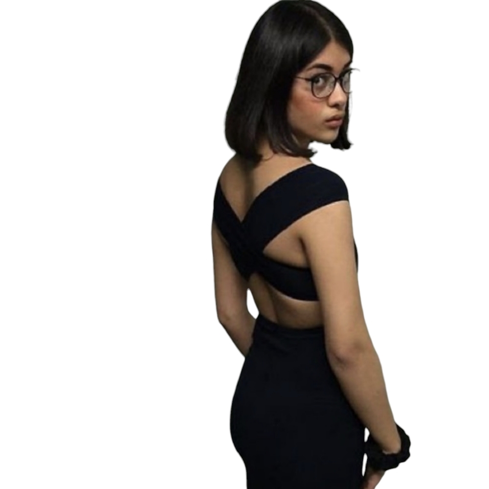 American Apparel Black Cross back Midi Bodycon dress